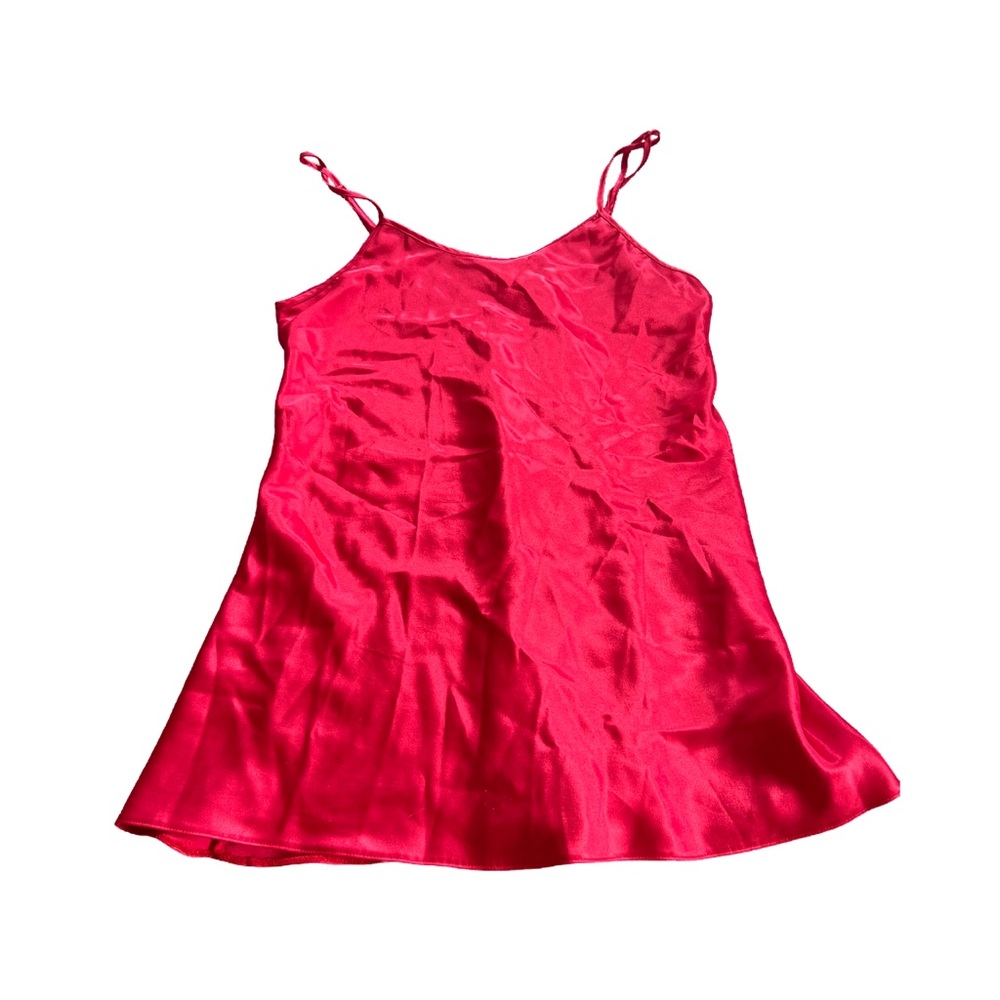 Vibrant Red Satin Slip Dress